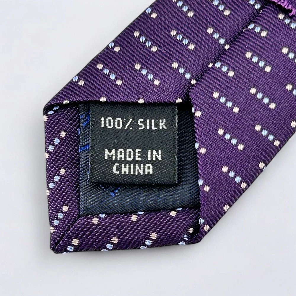 Jos A Bank Necktie Adult Purple Geometric Dash 100% Silk Classic Tie Formal